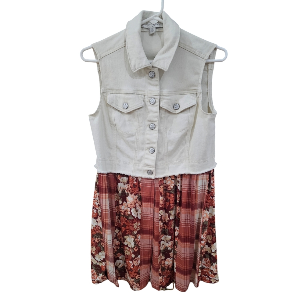 Cato Denim and Mixed Fabric Tunic Vest. Size XS. EUC